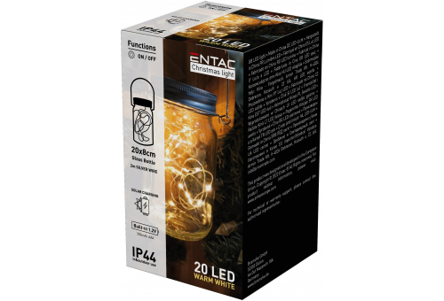 Entac Solar IP44 Bottle 20 LED Micro LED Light WW