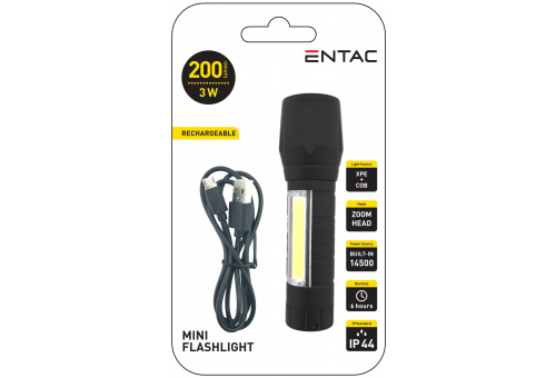 Mini Flashlight 3W+COB Rechargeable